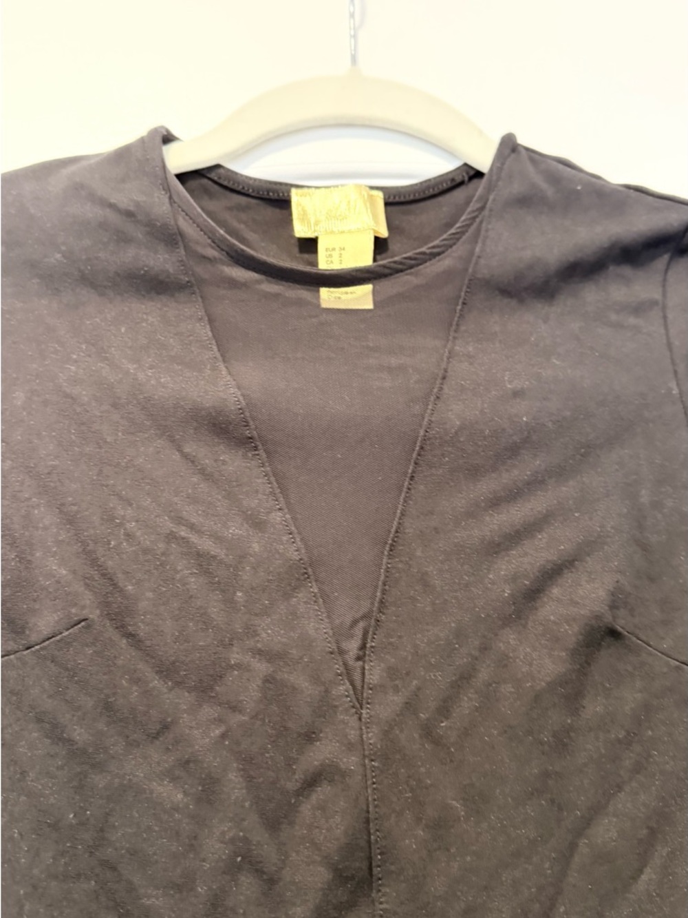 H&M Black Bodysuit with Deep V Panel